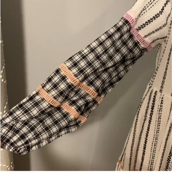 Veronica Beard Eileen Paneled Checked Georgette Midi Dress Size M - Picture 6 of 12